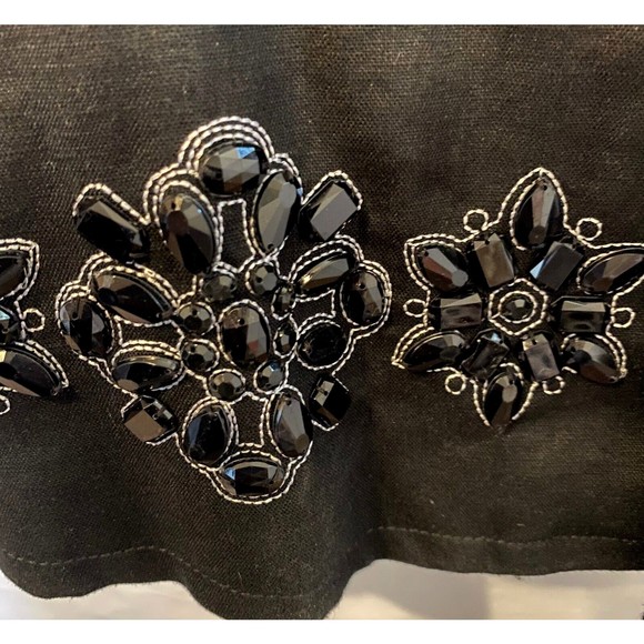 NWT JM Collection Womens Iris Garden Embellished Linen Blazer Jacket Black Sz 16 - Picture 8 of 14